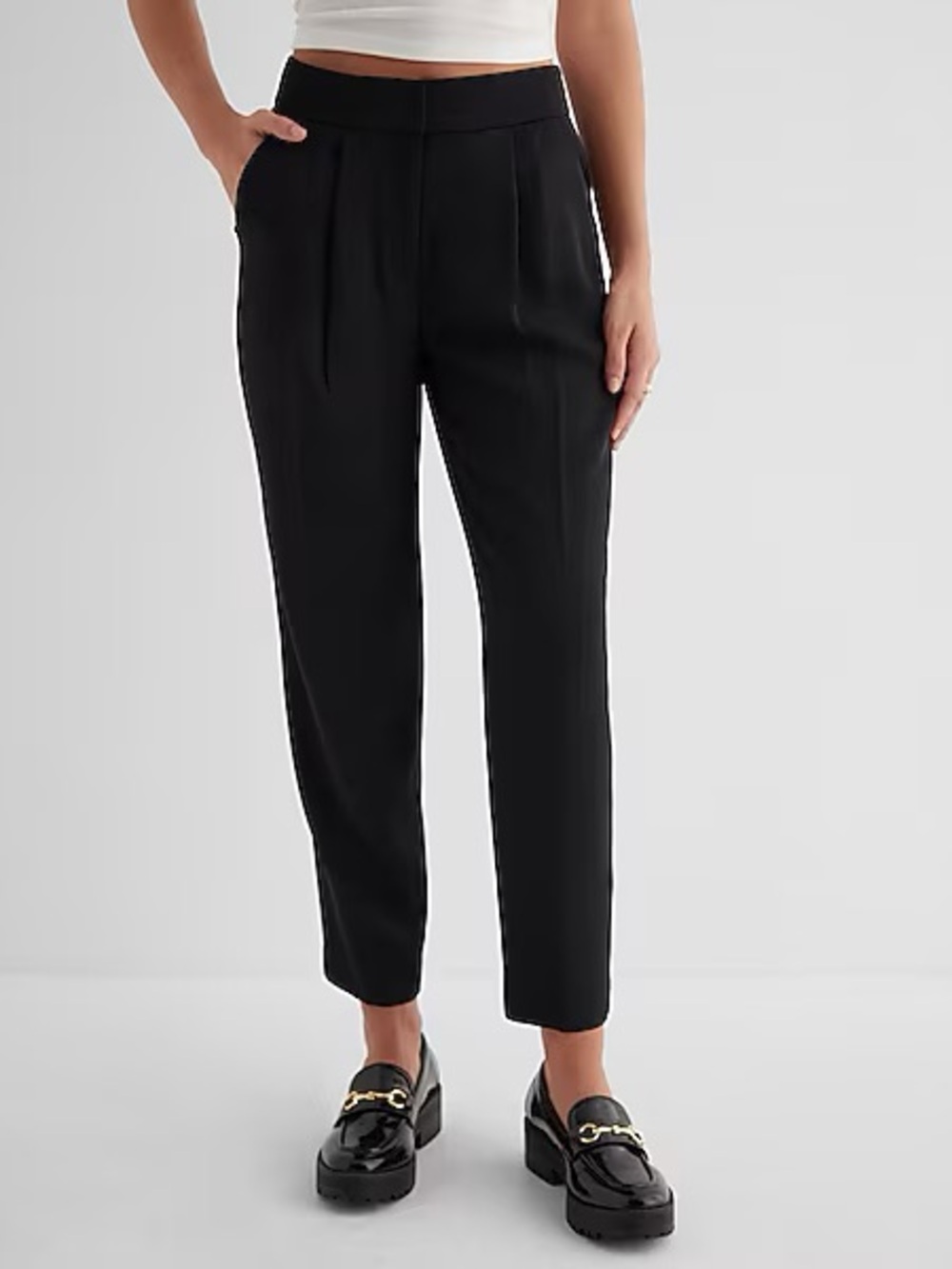 Express Black Cropped Tapered Dress Pants